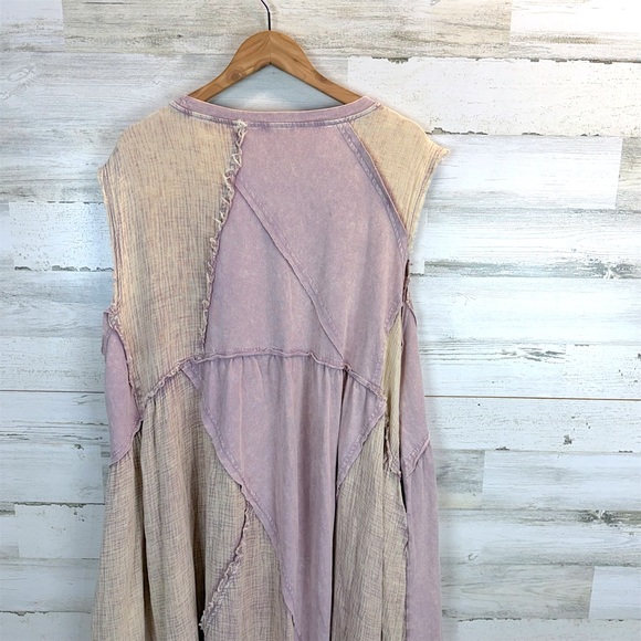 Oli & Hali Boho Oversized Patchwork Cotton Dress Raw Seam Lagenlook L - Picture 7 of 13